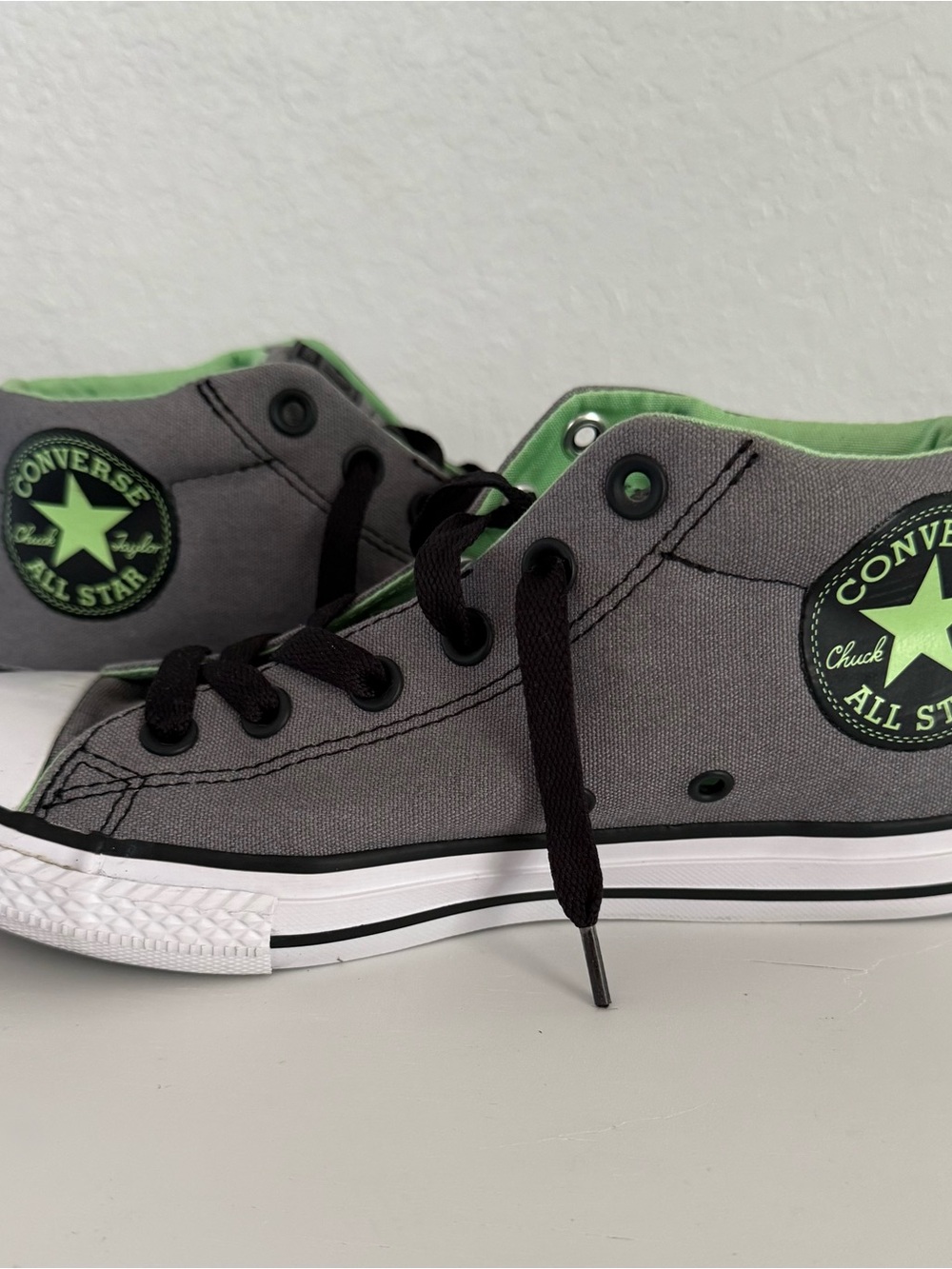 Converse Kids Gray and Green High-Top Sneakers